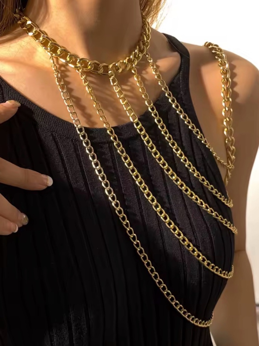 Gold Layered Chain Body Necklace